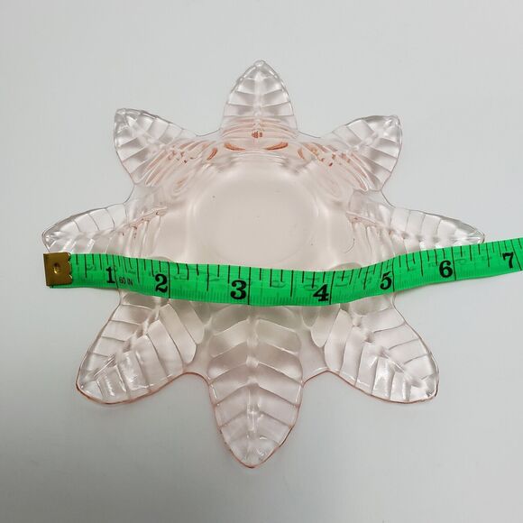 Vintage Light Pink Snowflake Glass Hobnail Bon Bon Candy Trinket Dish 7 Inches - Picture 5 of 8